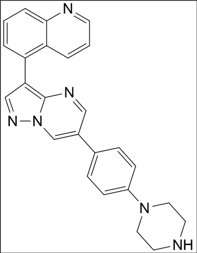5- (6- (4- (piperazin-1-} yl) pyrazolo [1 ، 5- a] پیریمیدین-3-} yl) quinoline ؛ CAS NO .: 1432597-26-6